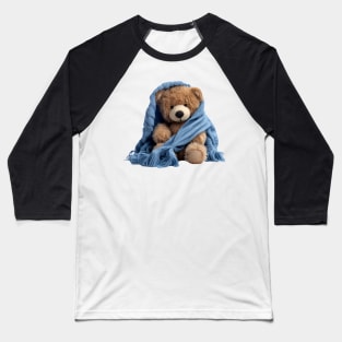 Adorable Teddy Bear with Blue Blanket Baseball T-Shirt